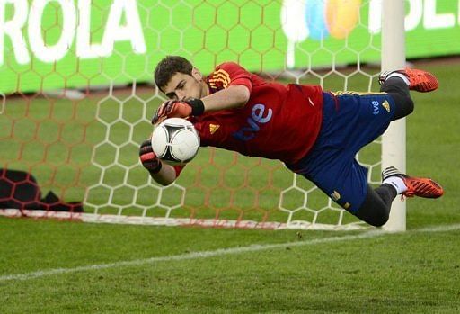 Spain's goalkeeper and captain Iker Casillas in training in Madrid Monday
